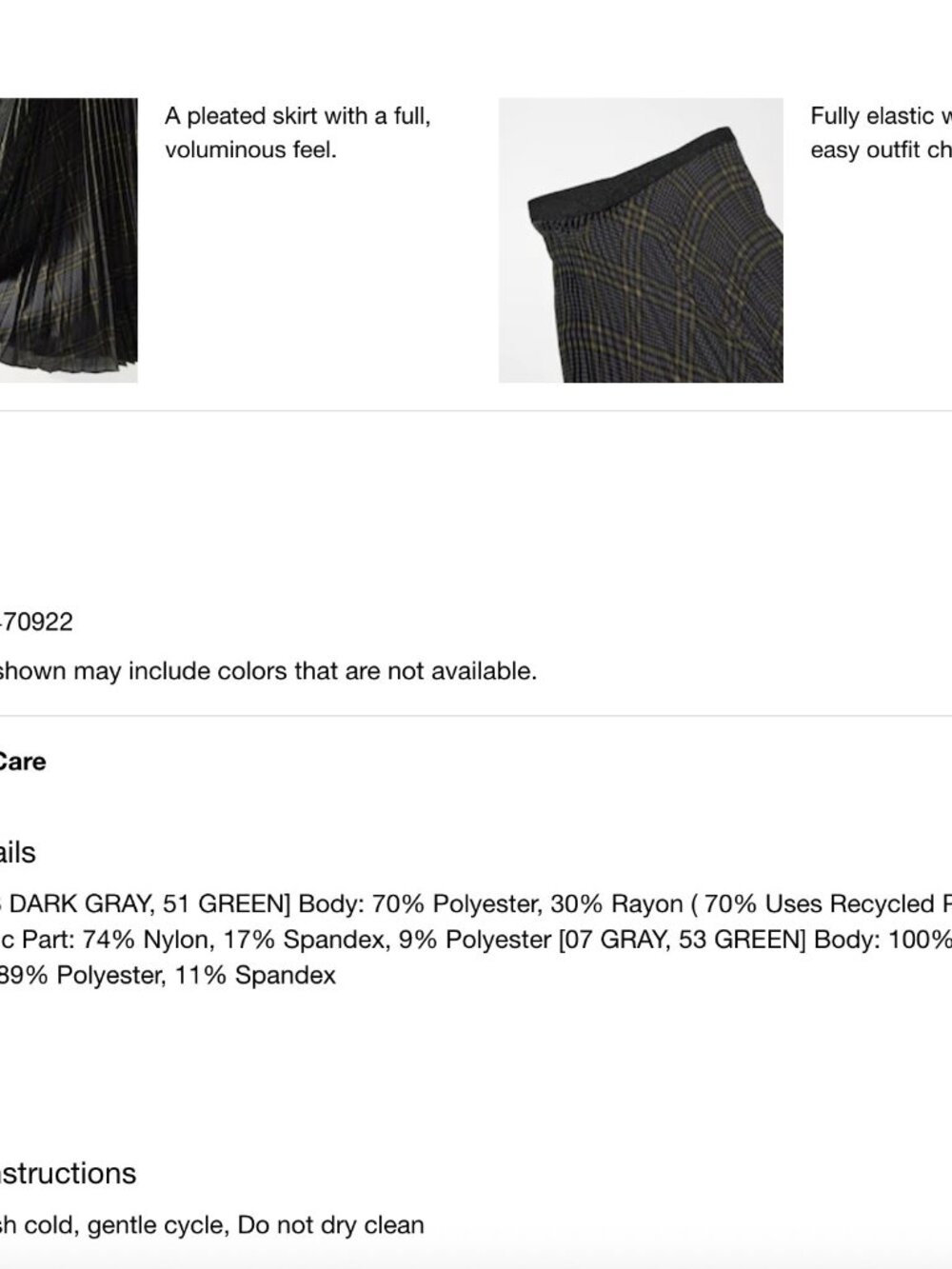 NWT! $59 UNIQLO Pleated Plaid Long Maxi Skirt Small (Japanese Medium) - Picture 6 of 11